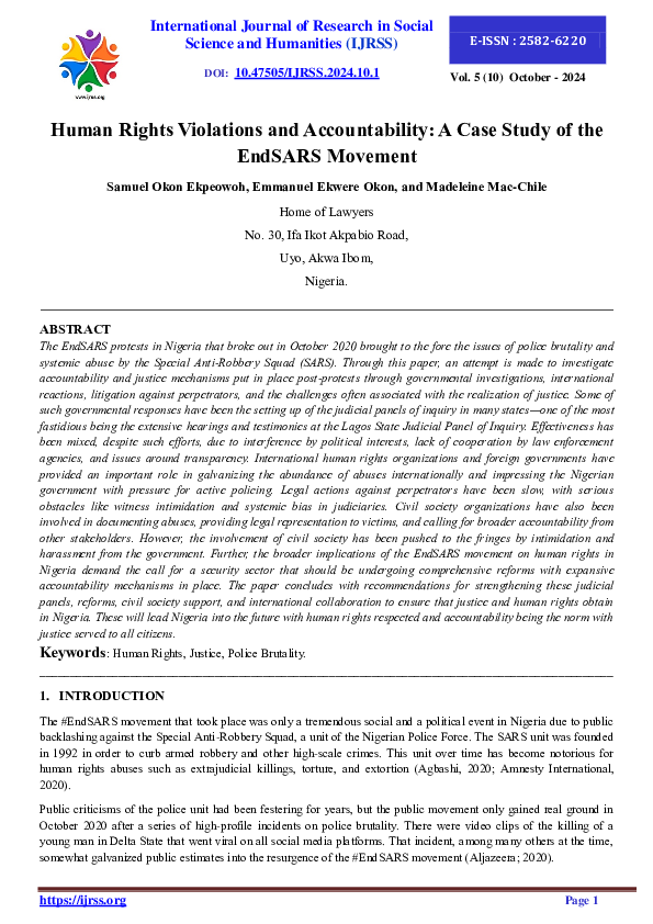 (PDF) Human Rights Violations and Accountability: A Case Study of the ...