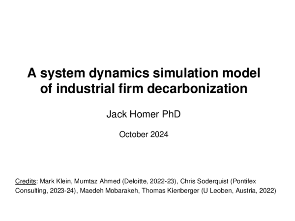 (PDF) A system dynamics simulation model of industrial firm decarbonization