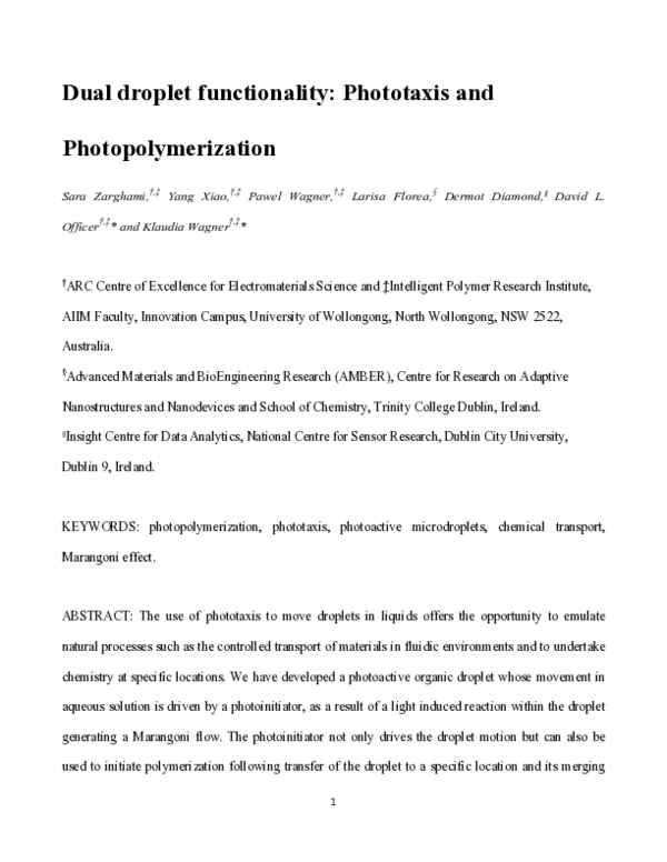(PDF) Phototaxis and Photopolymerization in Organic Droplets