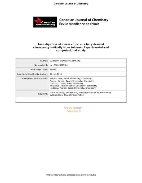 (PDF) Investigation of a new chiral auxiliary derived ...