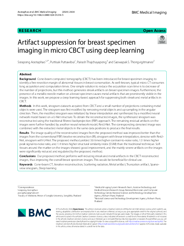 (PDF) Artifact suppression for breast specimen imaging in micro CBCT ...