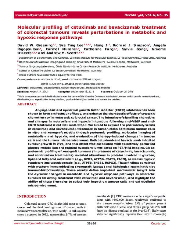 (PDF) Molecular profiling of cetuximab and bevacizumab treatment of ...