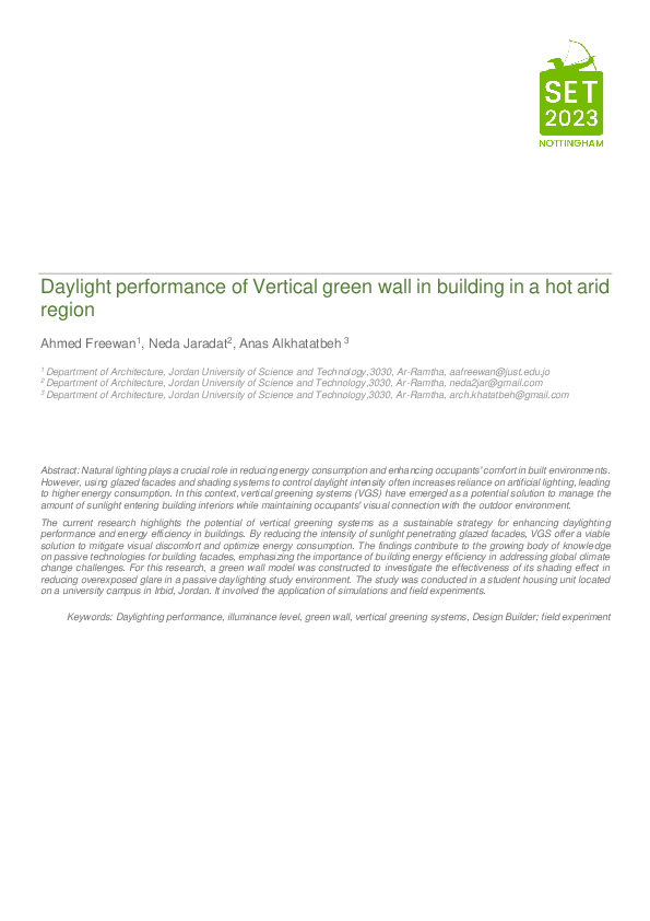 (PDF) Daylight performance of Vertical green wall in building in a hot ...