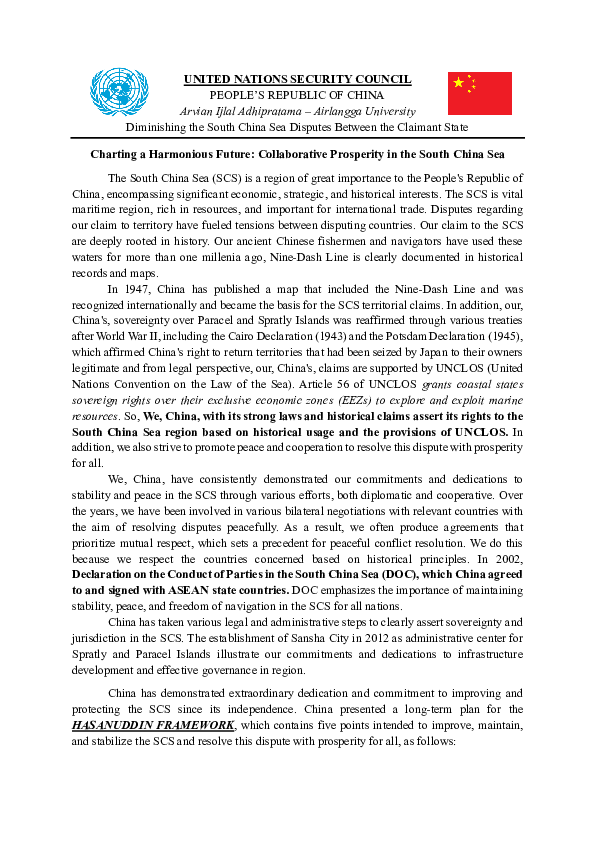 (PDF) China's Position Paper in Model United Nations (MUN) - Charting a ...