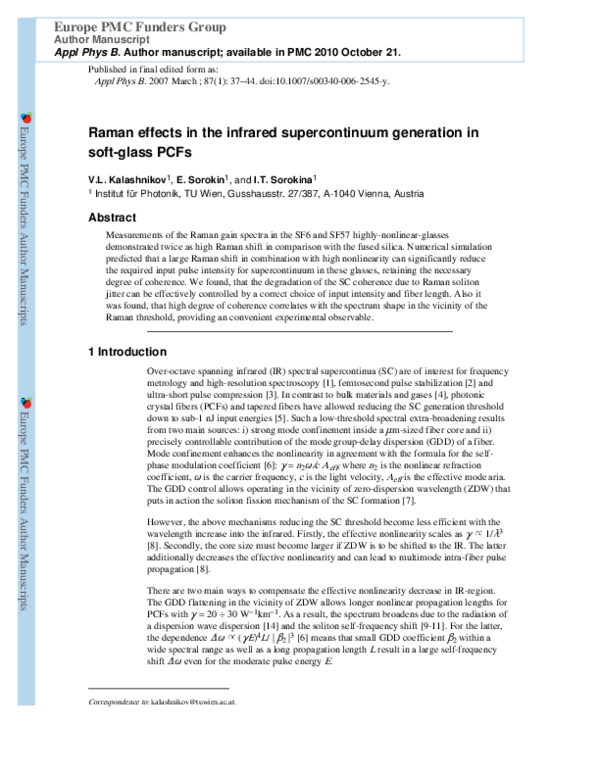 (PDF) Raman effects in the infrared supercontinuum generation in soft ...