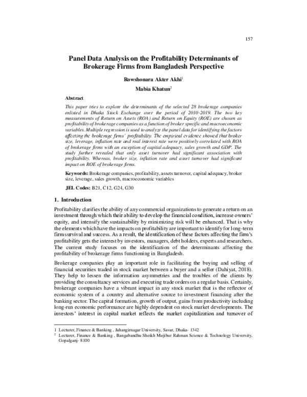 (PDF) Panel Data Analysis on the Profitability Determinants of ...