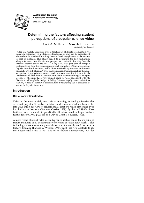 (PDF) Determining the factors affecting student perceptions of a ...