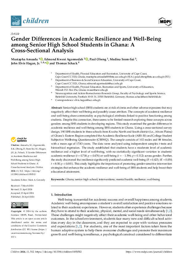(PDF) Gender Differences in Academic Resilience and Well-Being among ...