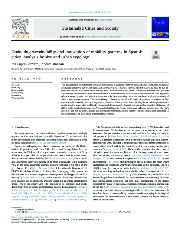 (PDF) Evaluating sustainability and innovation of mobility patterns in ...