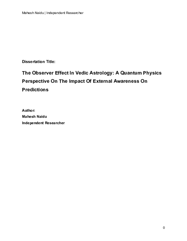 (PDF) The Observer Effect In Vedic Astrology: A Quantum Physics ...