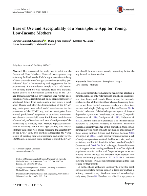 (PDF) Ease of Use and Acceptability of a Smartphone App for Young, Low ...