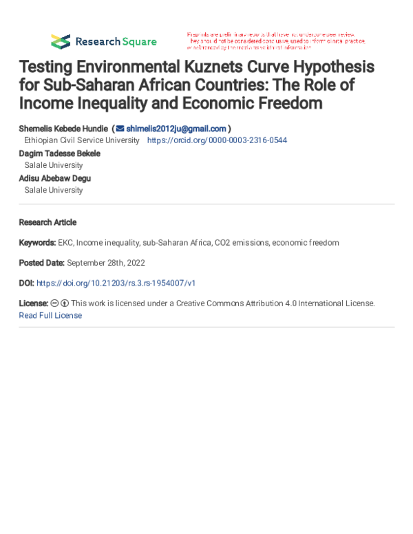 (PDF) Testing Environmental Kuznets Curve Hypothesis for Sub-Saharan ...