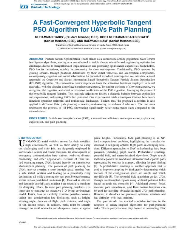(PDF) A Fast-Convergent Hyperbolic Tangent PSO Algorithm for UAVs Path ...