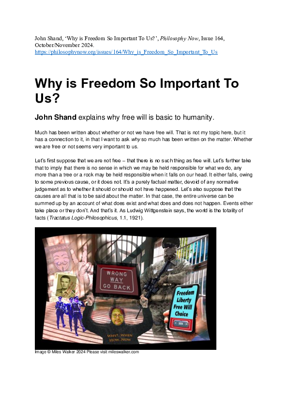 (PDF) Why is Freedom So Important To Us?