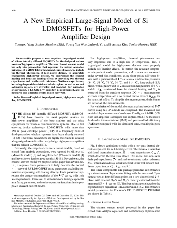 (PDF) A new empirical large-signal model of Si LDMOSFETs for high-power ...