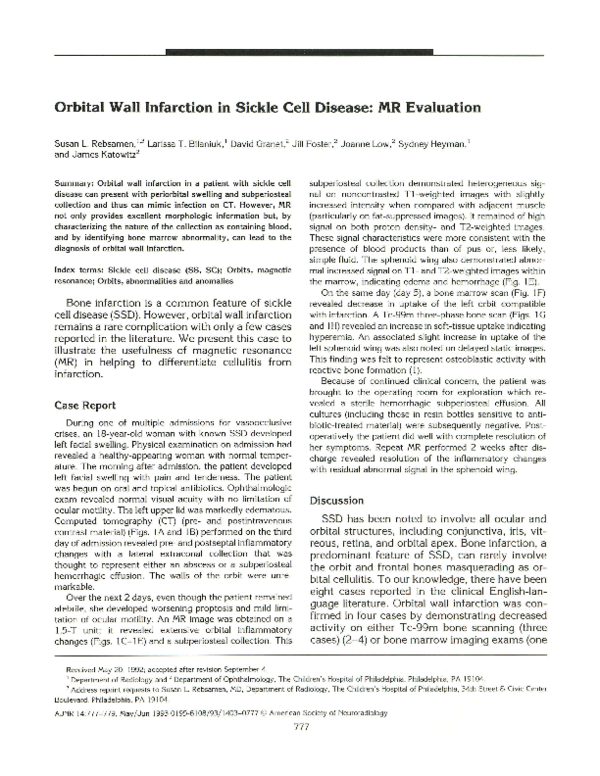 (PDF) Orbital wall infarction in sickle cell disease: MR evaluation