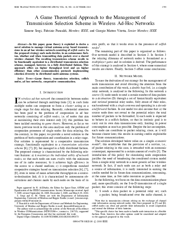 (PDF) A Game Theoretical Approach to the Management of Transmission ...