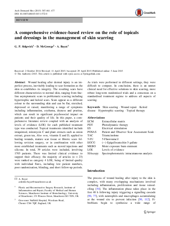 (PDF) A comprehensive evidence-based review on the role of topicals and ...
