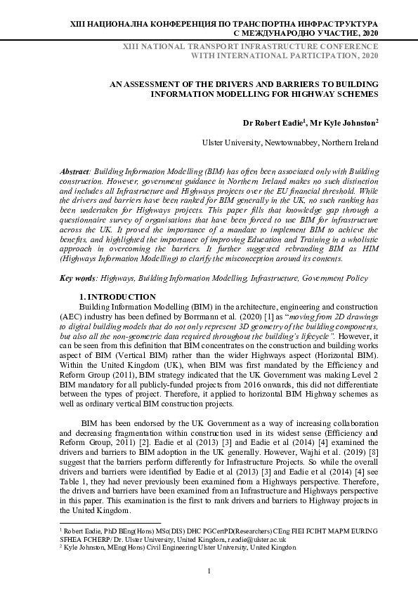 (PDF) An Assessment of the Drivers and Barriers to Building Information ...