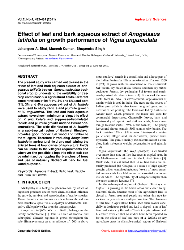 (PDF) Effect of leaf and bark aqueous extract of Anogeissus latifolia ...