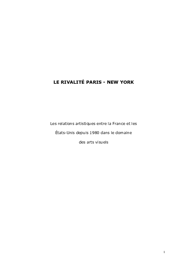 (PDF) La rivalité Paris/New York à travers les expositions récentes d ...