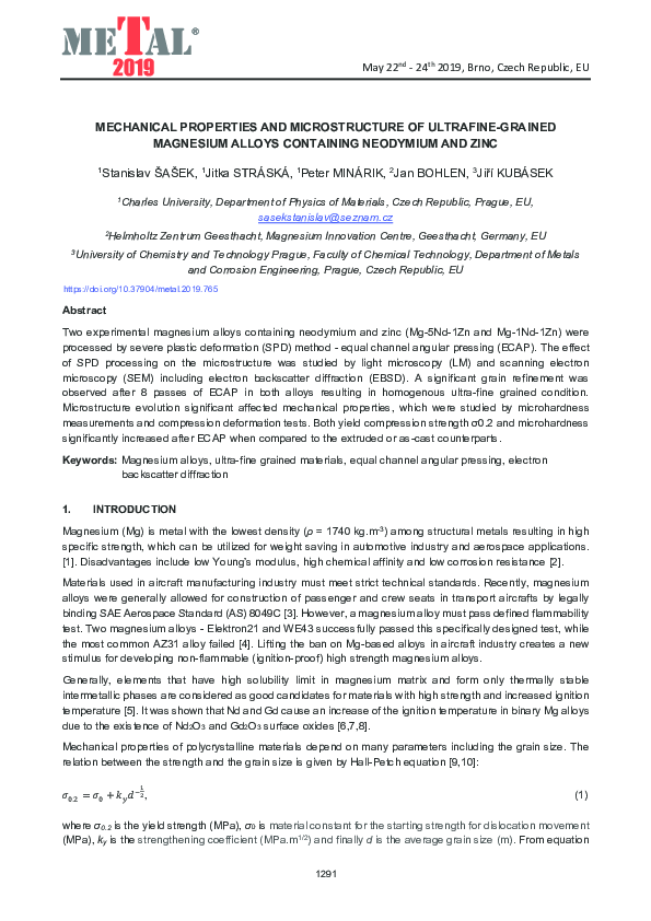 (PDF) Mechanical Properties and Microstructure of Ultrafine-Grained ...