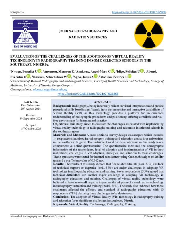 (PDF) JOURNAL OF RADIOGRAPHY AND RADIATION SCIENCES EVALUATION OF THE ...