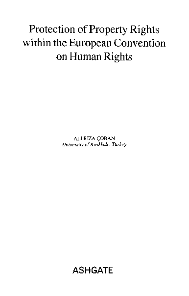 (PDF) Protection of Property Rights Within the European Convention on ...