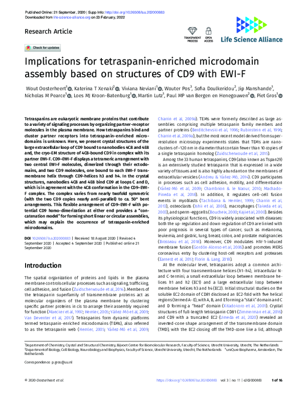 (PDF) Implications for tetraspanin-enriched microdomain assembly based ...