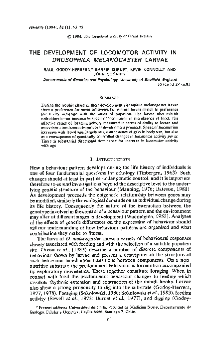 (PDF) The development of locomotor activity in Drosophila melanogaster ...