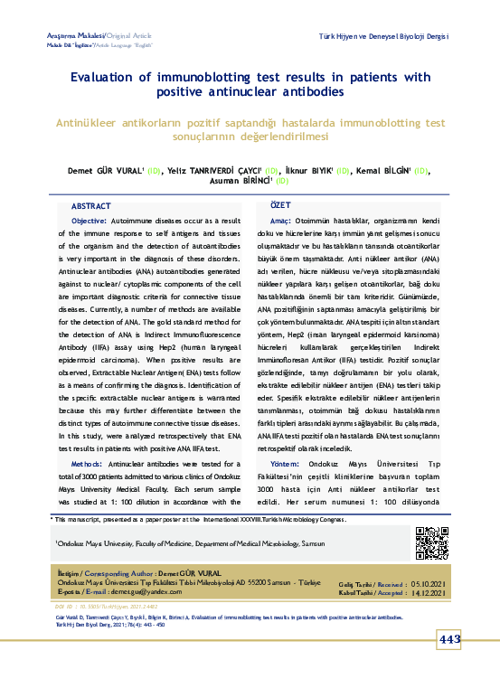 (PDF) Evaluation of immunoblotting test results in patients with ...