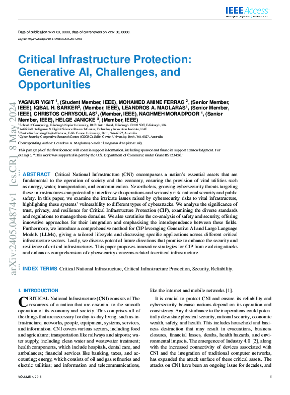 (PDF) Critical Infrastructure Protection: Generative AI, Challenges ...