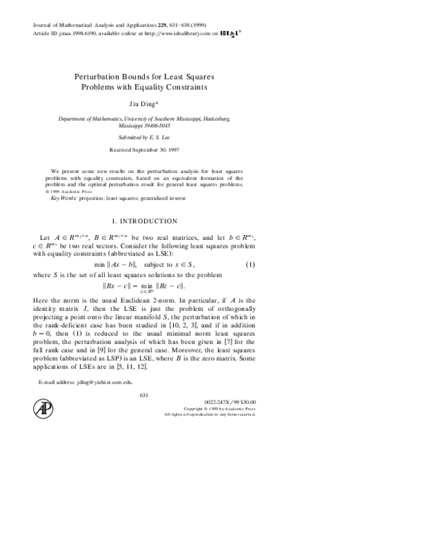 (PDF) Perturbation bounds for the least squares problem