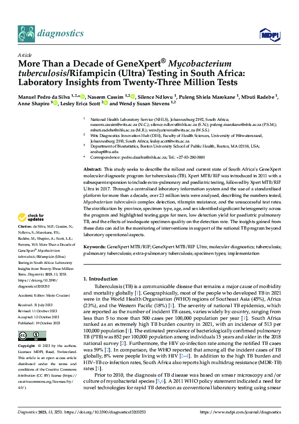 (PDF) More Than a Decade of GeneXpert® Mycobacterium tuberculosis ...