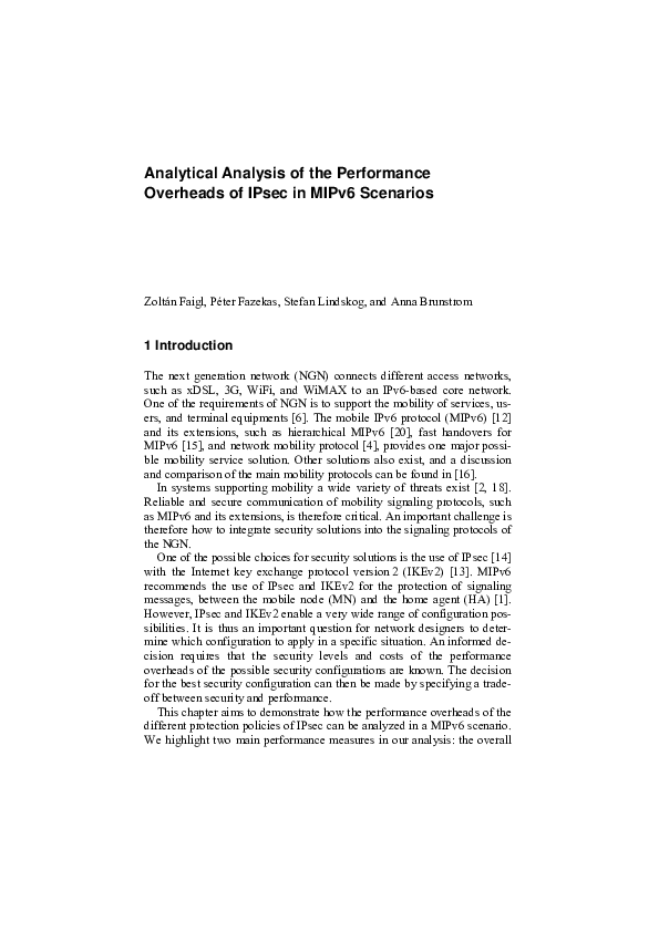 (PDF) Analytical Analysis of the Performance Overheads of IPsec in ...