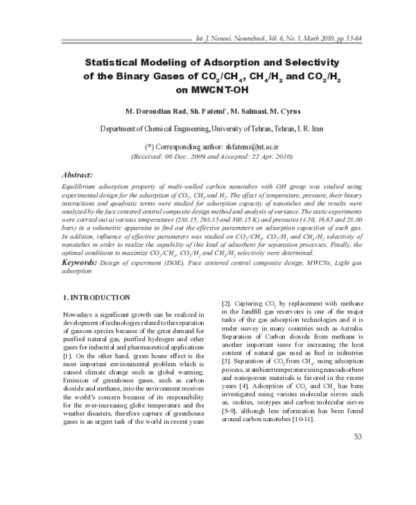 (PDF) Statistical Modeling of Adsorption and Selectivity of the Binary ...