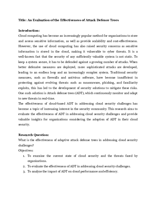 (PDF) Title: An Evaluation of the Effectiveness of Attack Defence Trees