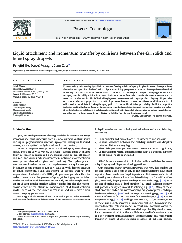 (PDF) Liquid attachment and momentum transfer by collisions between ...