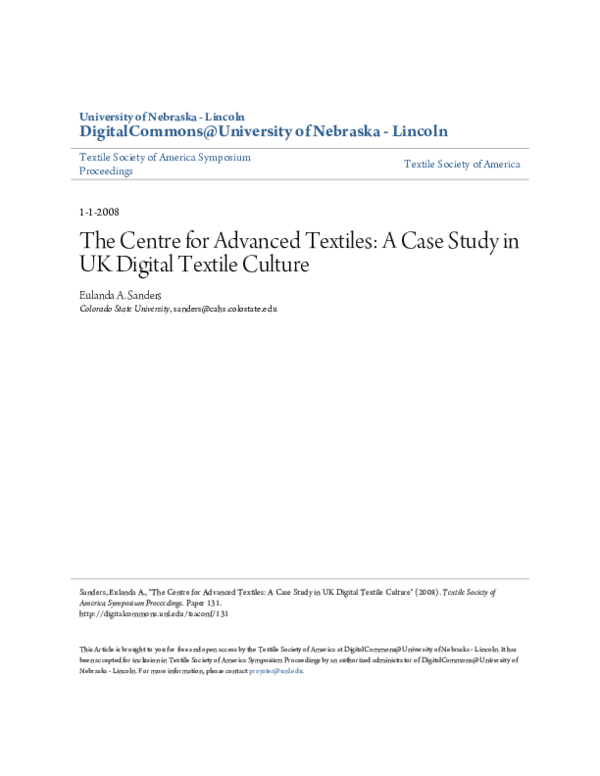 (PDF) The Centre for Advanced Textiles: A Case Study in UK Digital ...