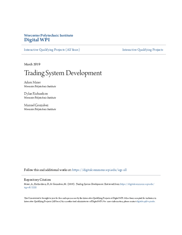 (PDF) Trading System Development