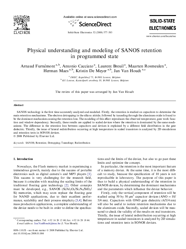 (PDF) Physical understanding and modeling of SANOS retention in