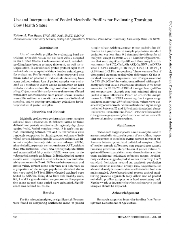 (PDF) Use and Interpretation of Pooled Metabolic Profiles for ...