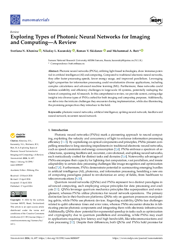 (PDF) Exploring Types of Photonic Neural Networks for Imaging and ...