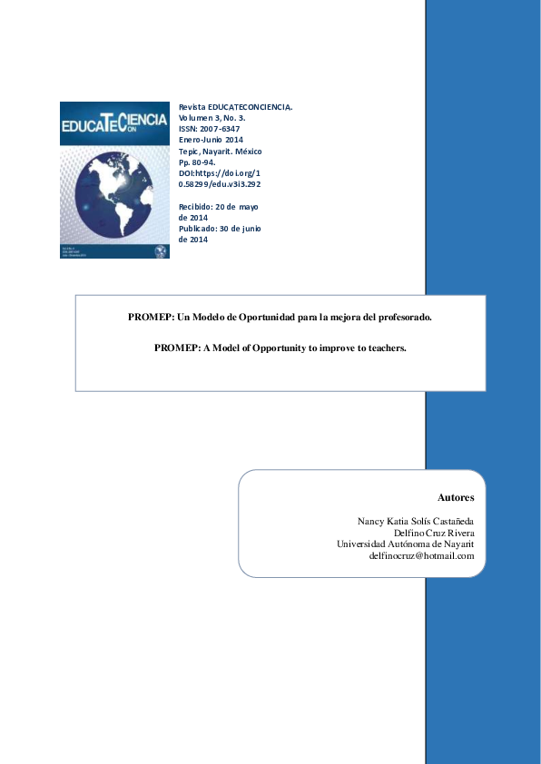 (PDF) PROMEP: Un Modelo de Oportunidad para la mejora del profesorado