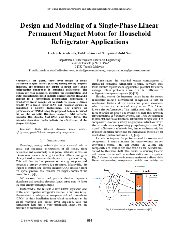 (PDF) Design and modeling of a single-phase linear permanent magnet ...
