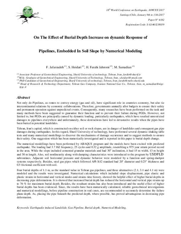 (PDF) On The Effect of Burial Depth Increase on dynamic Response of ...