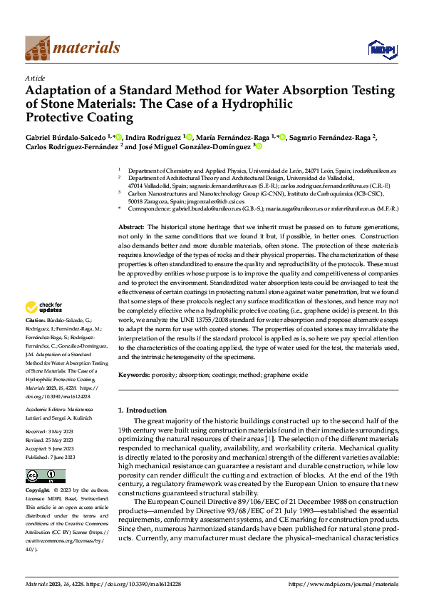 (PDF) Adaptation of a Standard Method for Water Absorption Testing of ...