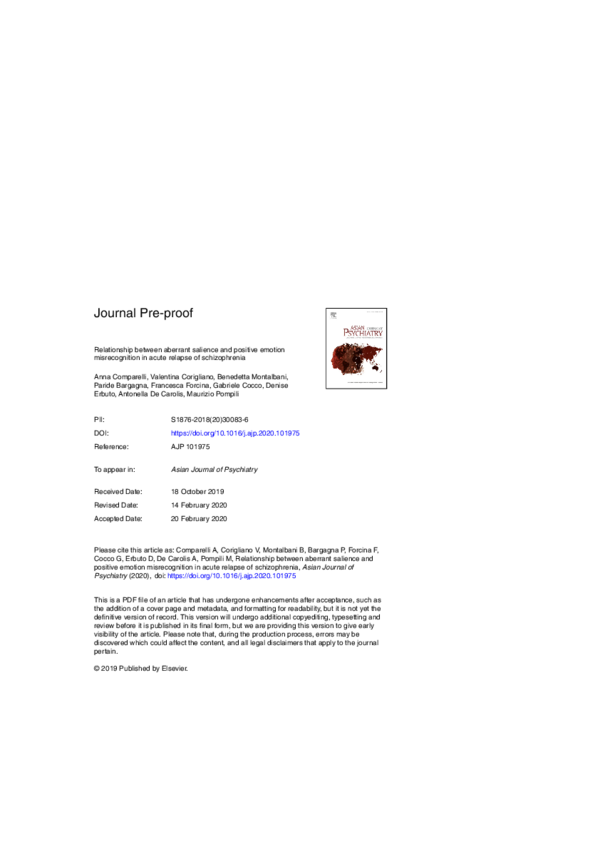 (PDF) Relationship between aberrant salience and positive emotion ...