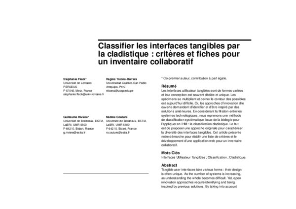 (PDF) Classifying tangible user interfaces with cladistics