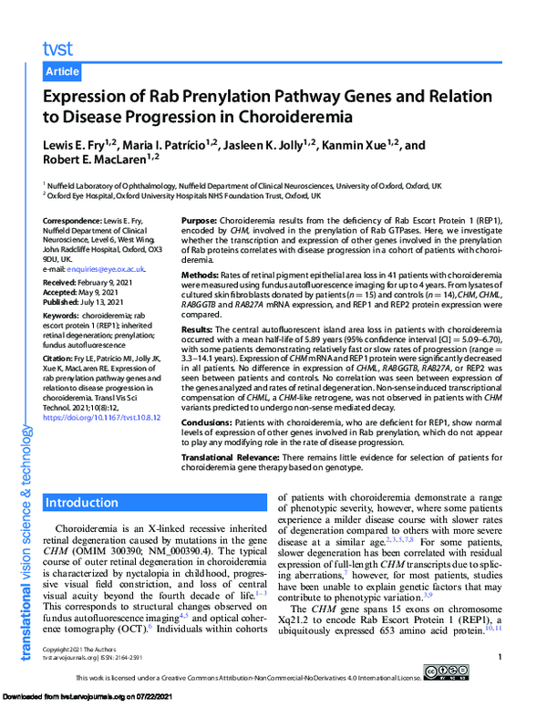 (PDF) Expression of Rab Prenylation Pathway Genes and Relation to ...
